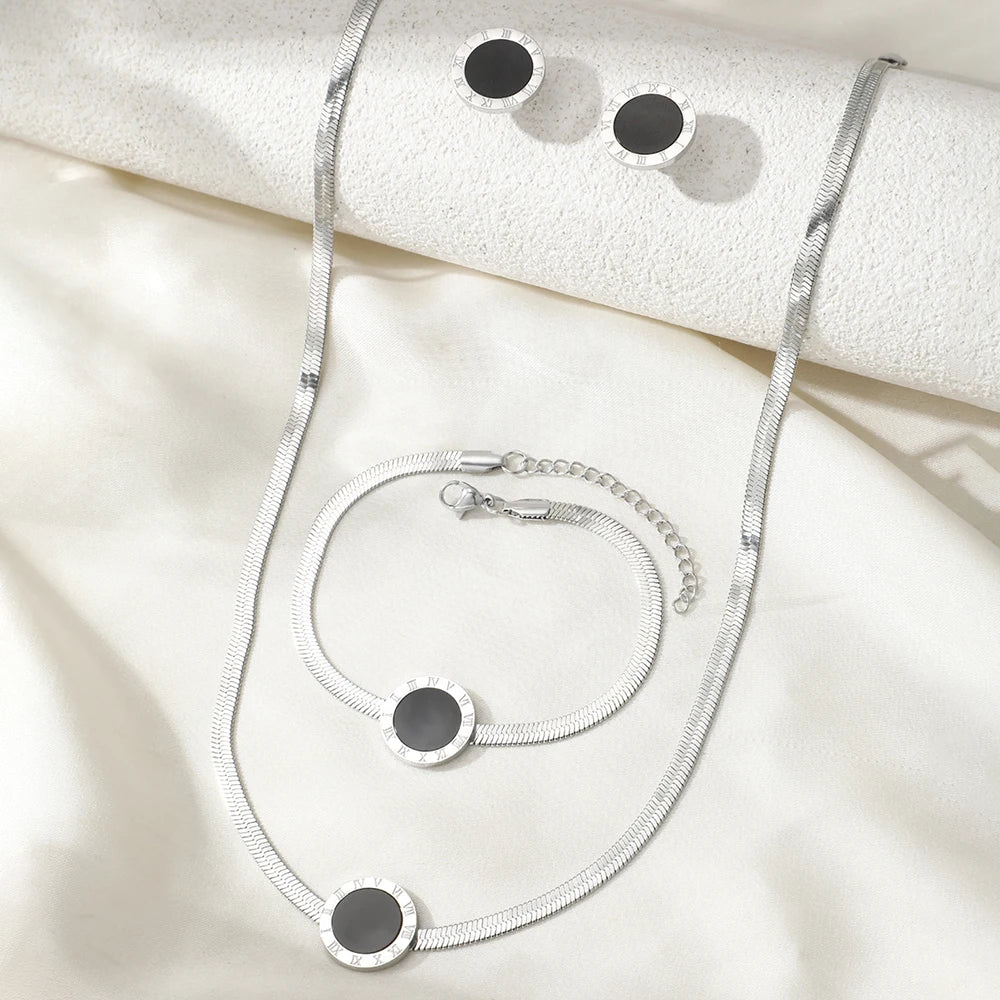 Elegant Roman Numeral Jewelry Set - by Effyra