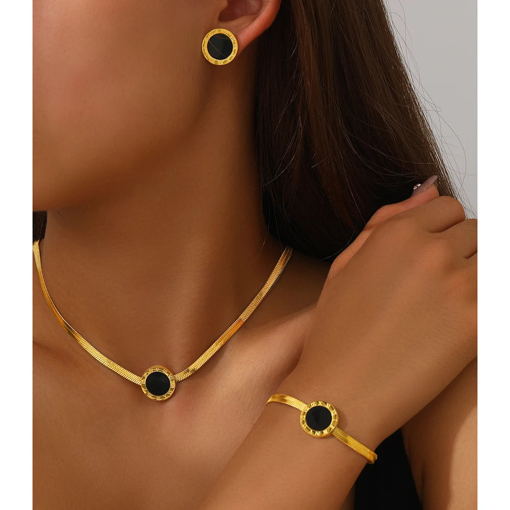Elegant Roman Numeral Jewelry Set - by Effyra