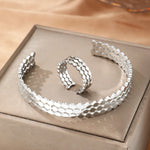 Stainless Steel Set Arabian Elemental Rune Necklace Bracelet Combo Two Piece Special Premium for Women Jewelry Everyday Wear